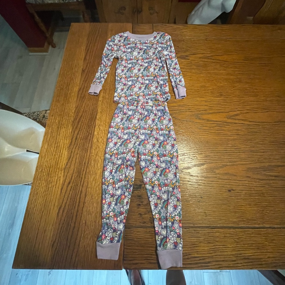 Kidgets Purple Floral Rainbow Two-Piece Pajama Set